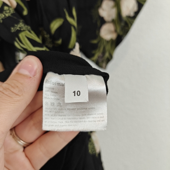 Reformation Lemongrass Floral Boho Wide Leg Jumpsuit V-neck Peek-a-boo Bodice 10 - Picture 16 of 16